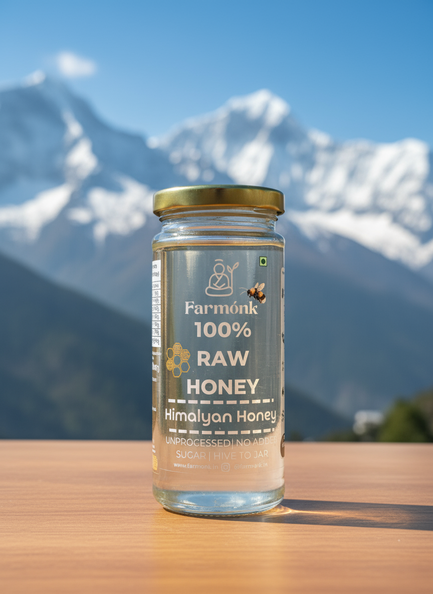 Farmónk™ Pure Transparent Himalayan Honey — Crystal Nectar from the High Valleys